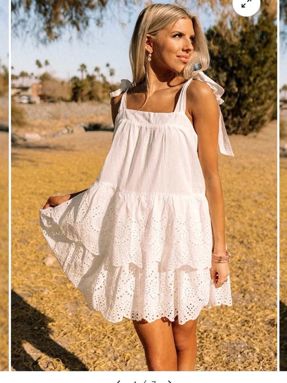 Red Dress Boutique White Eyelet Tiered Mini Dress with Tie Straps